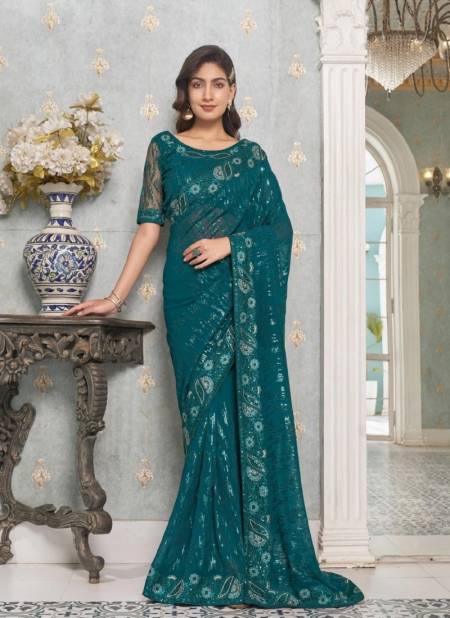 Kalista Lime Sequence Worked Party Wear Sarees Catalog
